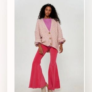 NWT Free People Just Float On Cord Flare in Fantasy Pink size 32